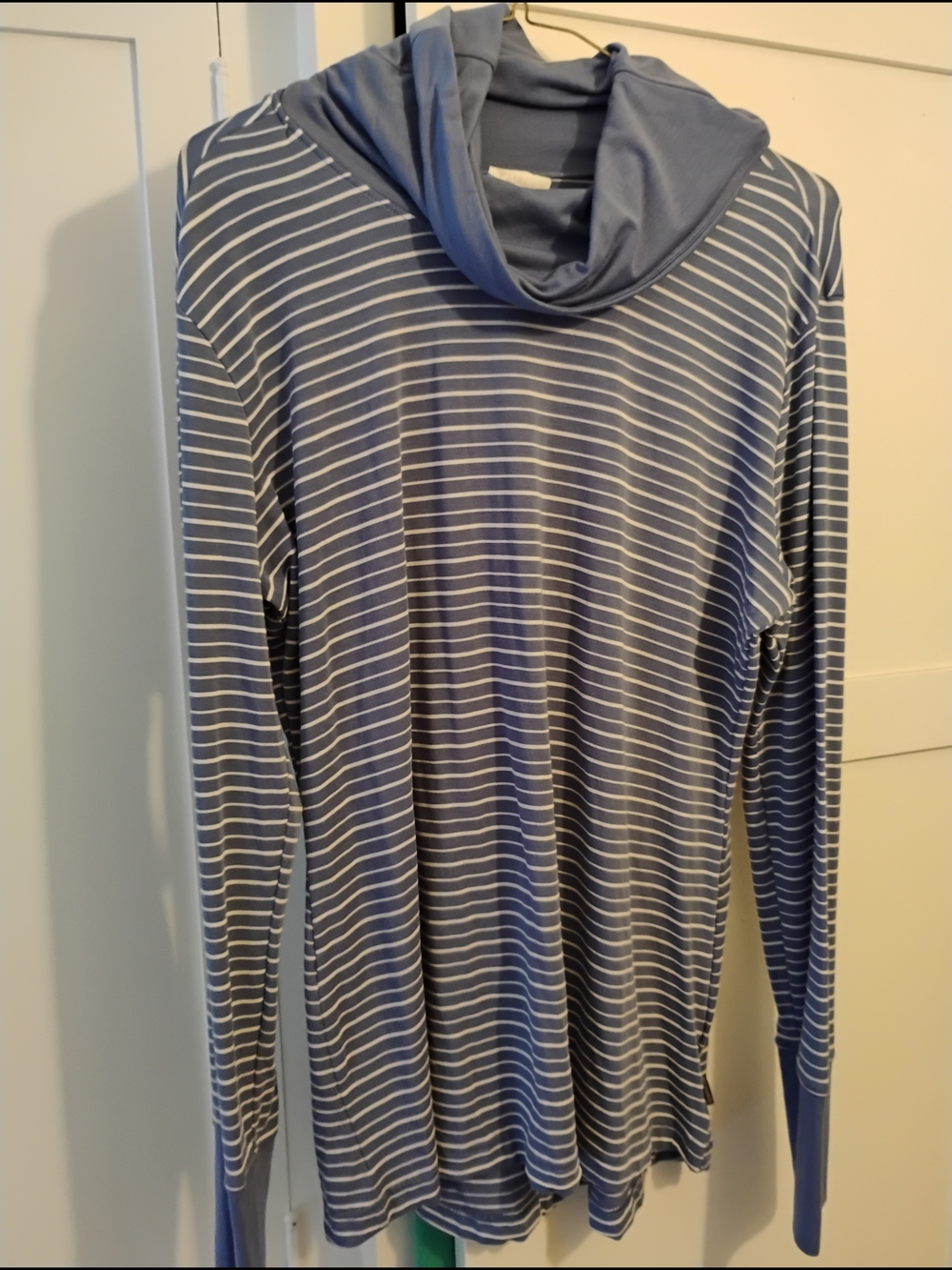 Columbia Blue and White Striped Cowl Neck Shirt